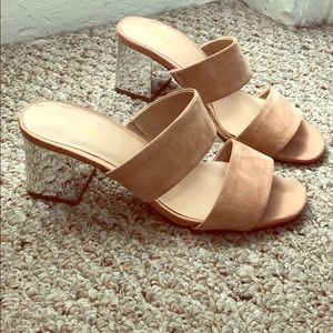 Aldo suede & metallic heel sandals